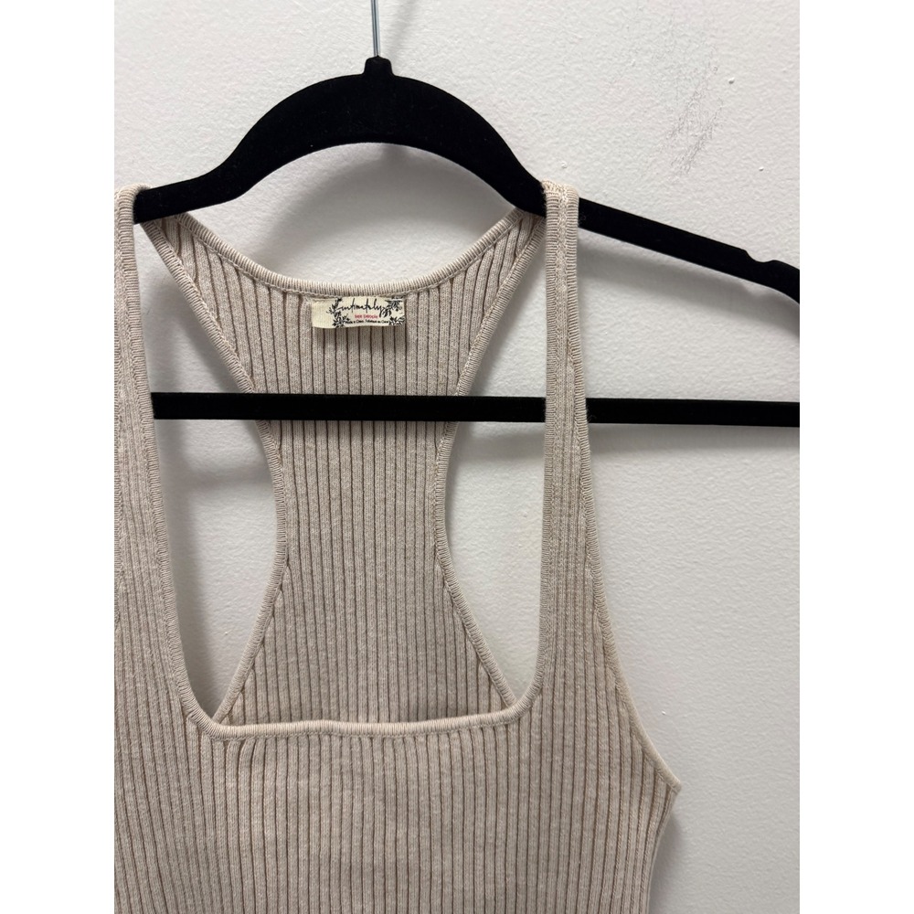 Intimately Free People Ribbed Knit Racerback Tank Top Beige Small - Picture 2 of 7